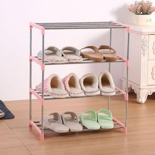 product_image_name-Afia-4 Tier Shoe Rack - Silver/Pink-1