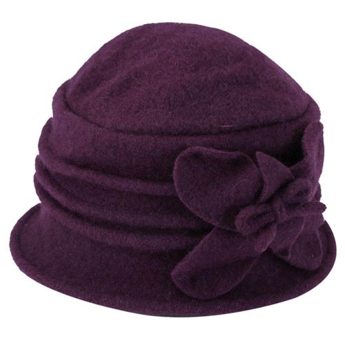 Women Lady Floral Bow Wool Bucket Hat Foldable Cloche Crochet Boonie Winter Cap 