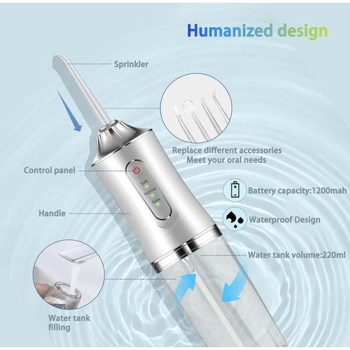 product_image_name-Generic-Portable Oral Irrigator Cordless Water Flosser Dental Water Jet Tools Pick Cleaning Teeth Electric Dental Irrigator - 4 Nozzles,220ML-6