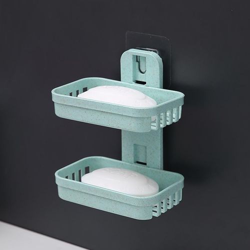 Generic 2 Layer Soap Dish Box/Rack, No Drill Bathroom Accessory, Wall Mounted Sponge Rack, No Drill, Removable 13x8x15.5cm - image 2