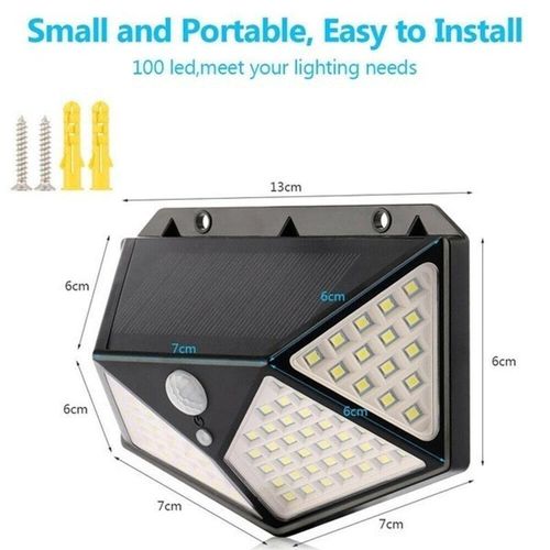 product_image_name-Generic-100 LED Solar Light, Motion Sensor PIR 3 Modes Mounted Lamp Waterproof IP65, Wide Angle Solar Wall Light for Patio, Yard, Deck Garage, Black-4
