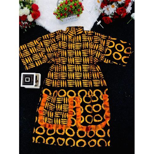 product_image_name-Generic-Fashion Ladies Printed Free Dress - orange & black-1