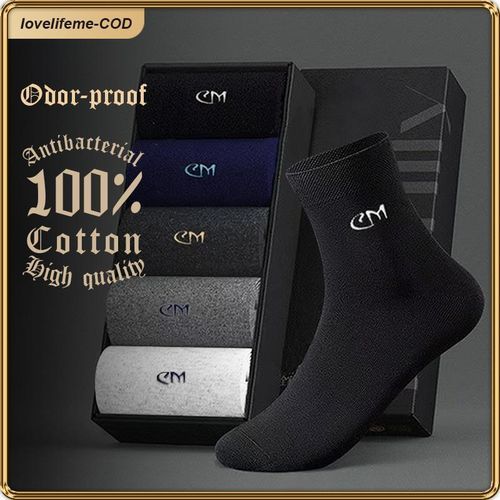 product_image_name-ASHION-Premium Men's Business Socks 100% Cotton Anti-Odor Breathable Comfortable - Multicolor - ONE SIZE FITS ALL-2