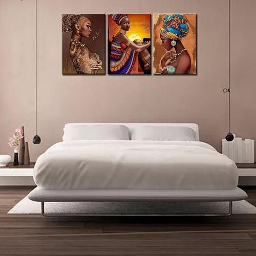 product_image_name-Generic-3pcs Peinture Sur Toile De Femme Noire Africaine, Peinture Suspendue De Décoration Murale Vintage-6