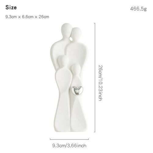 product_image_name-Generic-White Ceramic Family Sculpture with Resin Heart Accent-4