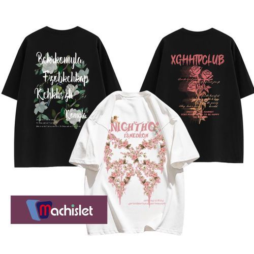 product_image_name-Machislet-3-in-1 large-pattern double-printed pure cotton short-sleeved casual T-shirt - BLACK/WHITE - S-1