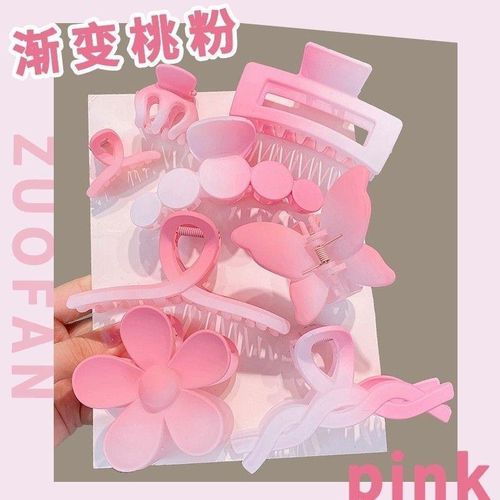 product_image_name-Generic-8-Piece Pink Hair Claw Clips Set – Stylish Matte Hair Accessories for Women-1