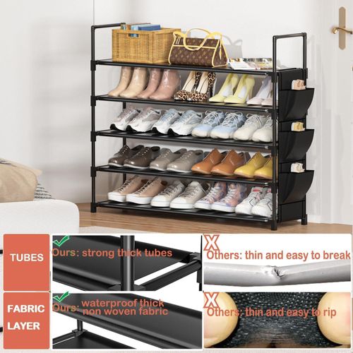 product_image_name-TodyJeyHo-Shoe Rack 5 Tier Shoe Organizer Storage 20-25 Pairs  for Closet  Organizer Entryway Shoe Holder Space Saving  Large Tall Shoes Tower Garage Door-2