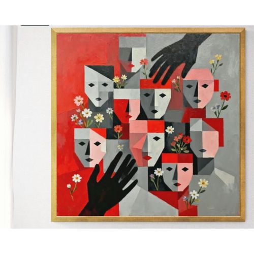 product_image_name-Generic-20" x 20" The Unknown Modern Abstract Cubist Framed Wall Art- Multi-1