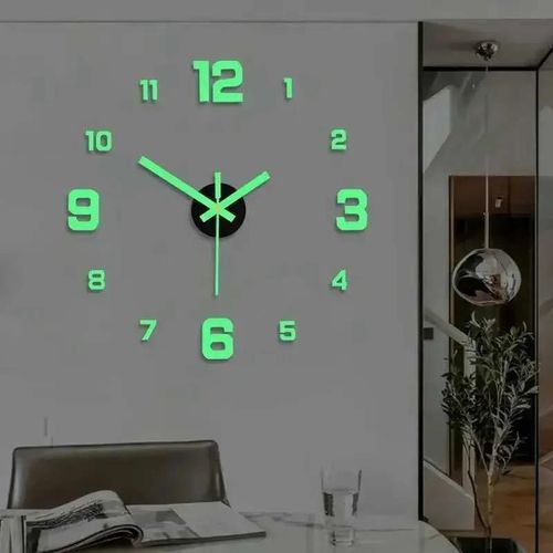 product_image_name-Generic-Modern Frameless 3D DIY Wall Clock - 40cm Decorative Mirror Stickers, Perfect for Home, Office, Hotel-1