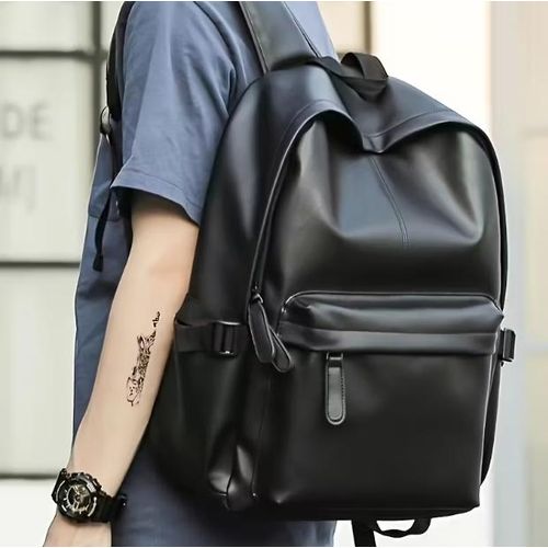 Generic Men's Lightweight Backpack - Large Capacity Anti-Fade Black Laptop Bag