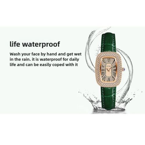 product_image_name-Fashion-HUAHUA New Diamond encrusted Pigeon Egg Light Luxury Women's Quartz Watch Electronic Green-8