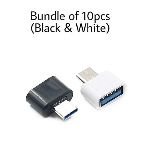 product_image_name-White Label-Mini USB Type-C OTG Adapter - 10pcs Black/White-1