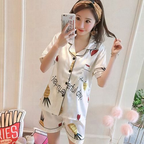 Pajama Set Aesthetic Kpop Cute Nightgown Two Piece Shorts Suit Woman Sleepwear  Pajamas for Women Pyjama