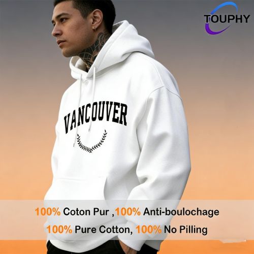 product_image_name-TOUPHY-Men's Hoodies Long Sleeve Sweatshirts T-Shirt With Kangaroo Pocket-White-1