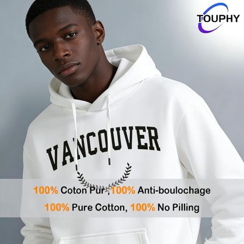 product_image_name-TOUPHY-Men's Hoodies Long Sleeve Sweatshirts T-Shirt With Kangaroo Pocket-White-4