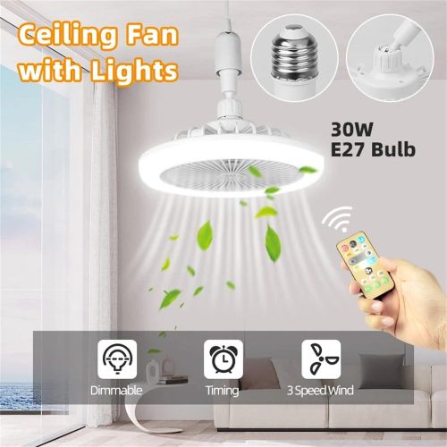 WakeView E27 Ceiling Fan Light lamp Remote Control Multi-function Ceiling Fans LED Light 3 Gear time set - image 3