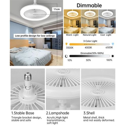 WakeView E27 Ceiling Fan Light lamp Remote Control Multi-function Ceiling Fans LED Light 3 Gear time set - image 4