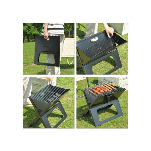 product_image_name-White Label-Iron BBQ Grill, Portable Outdoor Cooking Stove, Heavy-Duty Metal Design (W48 x D31 x H39)cm / (W18.9 x D12.2 x H15.4)inch-7