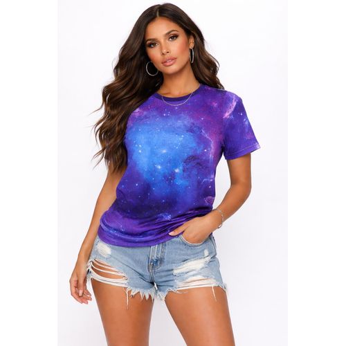 product_image_name-Generic-Women's Galaxy- Patterned Crewneck T-shirt - Purple-1