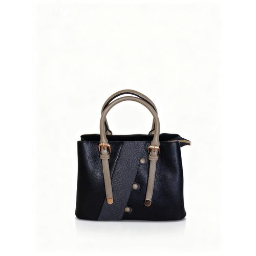product_image_name-Generic-Elegant Contrast Panel Handbag with Double Handles – Black & Beige-1