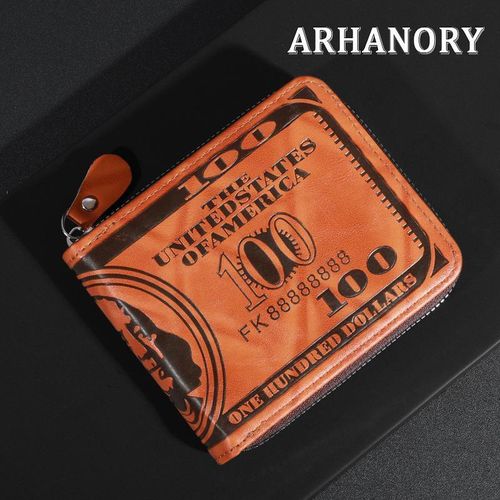 product_image_name-ARHANORY-Men Bill Short Wallet Credit Card Holder Zipper Bifold Billfold Personal Purse - Dark Brown-1