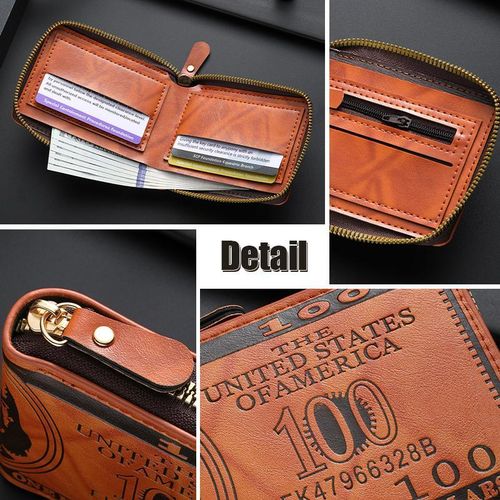 product_image_name-ARHANORY-Men Bill Short Wallet Credit Card Holder Zipper Bifold Billfold Personal Purse - Dark Brown-6