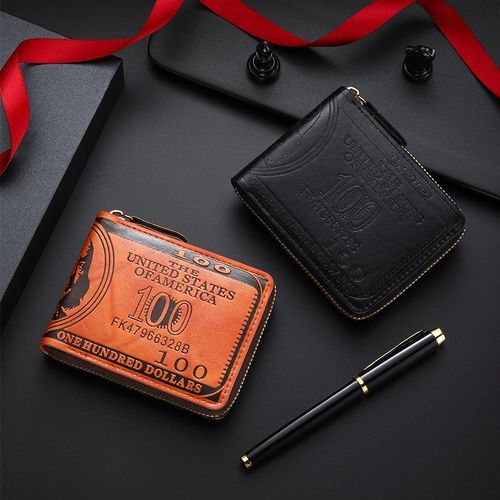 product_image_name-ARHANORY-Men Bill Short Wallet Credit Card Holder Zipper Bifold Billfold Personal Purse - Dark Brown-8