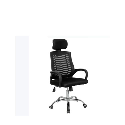 product_image_name-White Label-High Adjustable Swivel Office Mesh Chair - Neckrest  - Black -1