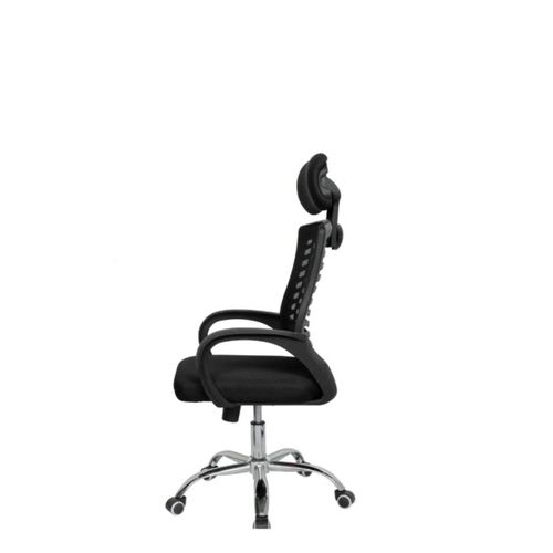 product_image_name-White Label-High Adjustable Swivel Office Mesh Chair - Neckrest  - Black -2
