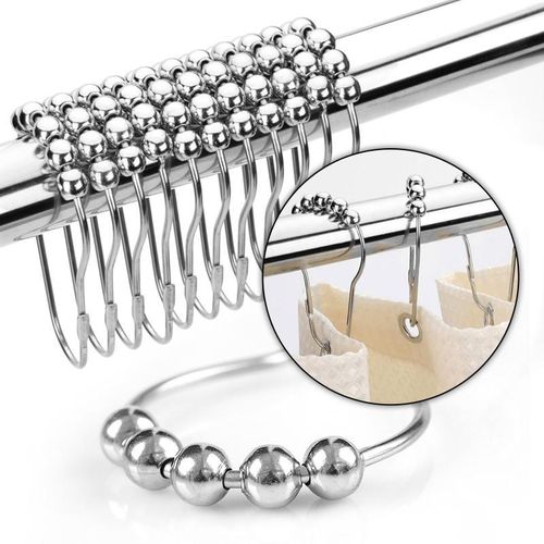 product_image_name-SXCHEN-12-Pack Shower Curtain Hanging Rings Gourd-Shaped Stainless Steel Five-Bead-3