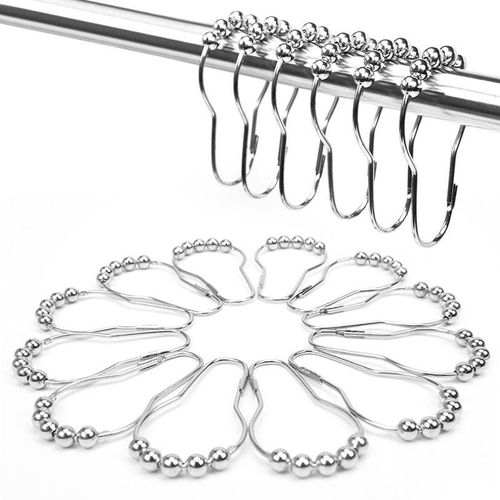 product_image_name-SXCHEN-12-Pack Shower Curtain Hanging Rings Gourd-Shaped Stainless Steel Five-Bead-7