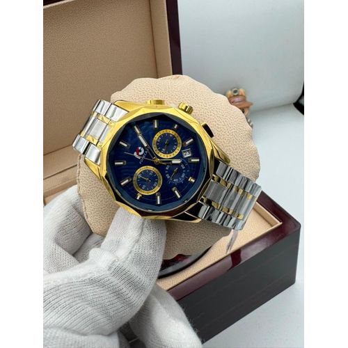 Na Stainless Steel Quartz Wrist Watch - Analog  - Silver Gold