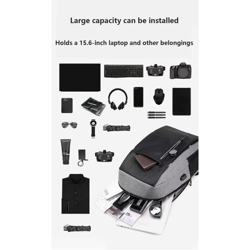 product_image_name-Fashion-Laptop Backpack With USB Charger Port - Red/Black-5