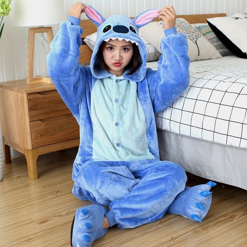 Shop Generic Adult Stitch Pajamas Women Flannel Sleepwear Unisex Unicorn  Panda Cartoon Animal Pajamas Set Kids Hooded Pyjamas Pijama Homewear Online