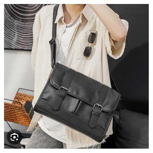 AD  Smart Vintage Leather Authentic 15.6" Laptop Bag - Black