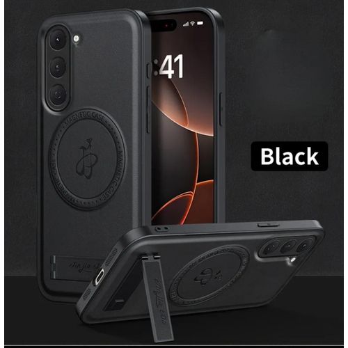 product_image_name-TECNO-Spark 40 Pro (+) Plus High Quality MAGSAFE, Wireless Charging luxury leather Case With Kick-Stand -Black-1