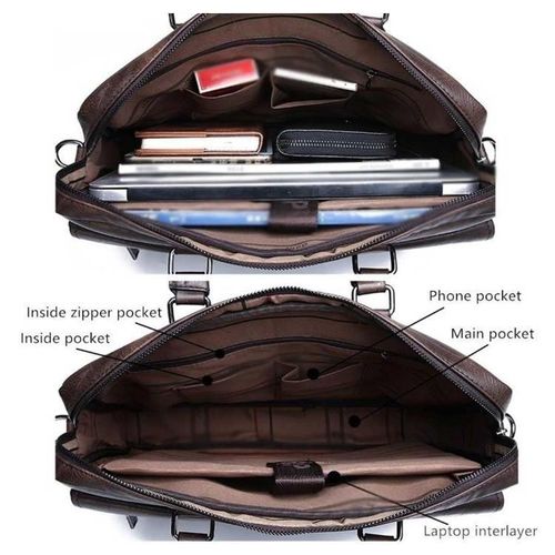 product_image_name-Fashion-5 In 1 Men's Business Briefcase,Vintage Men Laptop Bag ，Diagonal Handbag,Shoulder Bag - Brown-7