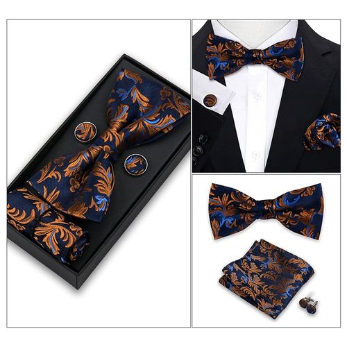 product_image_name-Generic-Men's business slim tie set/cufflinks bow tie pocket square 3Pcs/set-5