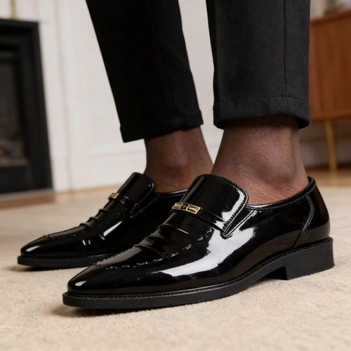 product_image_name-Fashion-Stylish and Elegant Men's Leather Shoes: Slip-On, Glossy Men's Business and Formal Shoes—Black-7