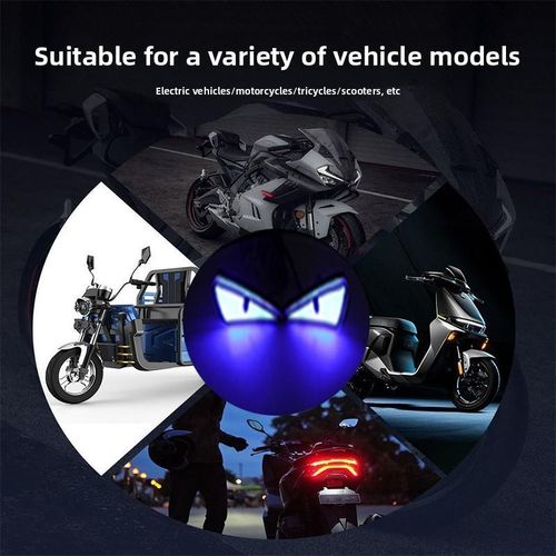 Generic Motorcycle LED Decorative Warning Lights / Triangle Devil Eyes Design / Universal Model Blue Light - image 3