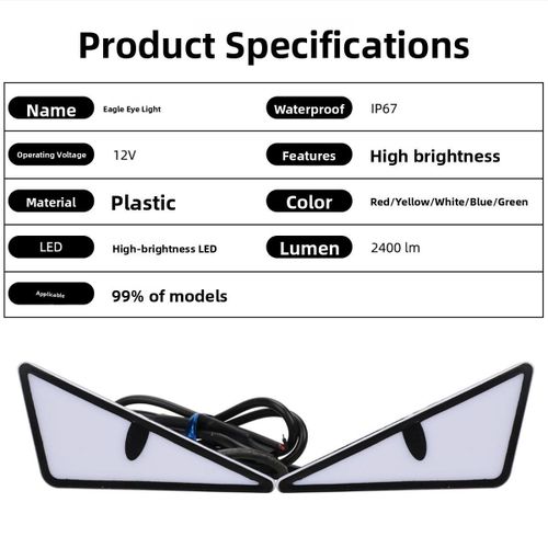Generic Motorcycle LED Decorative Warning Lights / Triangle Devil Eyes Design / Universal Model Blue Light - image 4