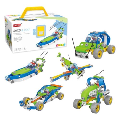 Generic 5-in-1 DIY Building Blocks STEM Educational Toy Set- Multi