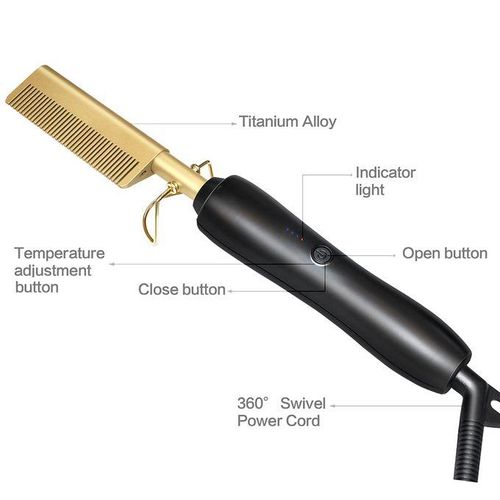 product_image_name-Genetic-2IN1 Curling Iron Hair Straightener With Brush & Heated Comb - Black-4