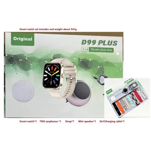 product_image_name-White Label-7 brand ultra watch D99 plus  gift set mini speaker earbuds set D99 plus smart watch with wireless charging -3