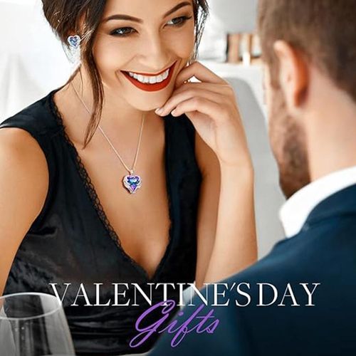 product_image_name-Fashion-Love Heart Necklace Elegant Colorful Gold Silver Rhinestone Crystal Angle Wing Heart Lucky Infinity Love Pendant Necklace Anniversary Valentines Day Jewelry Gifts for Women-5