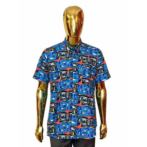product_image_name-WOODEN-Men’s Quality Short Sleeve Abstract Print  – Blue -1