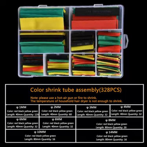 product_image_name-Kashemano-328PCS Coloured electrical insulation Shrink Sleeve 2:1 Shrink Ratio Flame retardant Heat Shrink Tubing Set-4