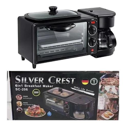 product_image_name-SILVER CREST- 3in1 Breakfast Maker with Coffee Maker, Non Stick Grill Toaster Oven Portable Multifunctional Family Size Breakfast Station-2