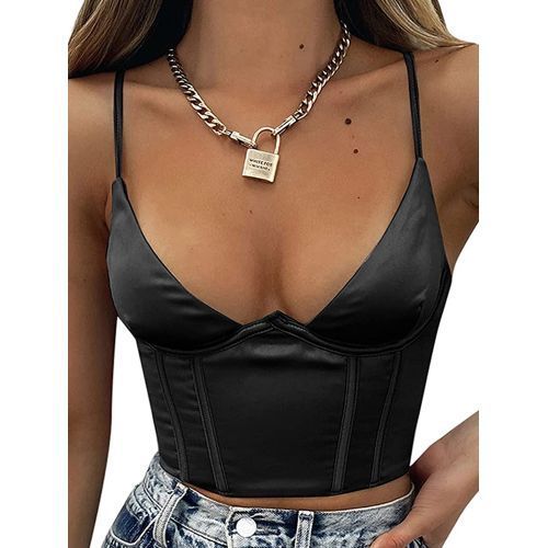 Shop Fashion 2022 New Summer Women V Neck Spaghetti Ss Corset Top  Sleeveless Slim Backless Online